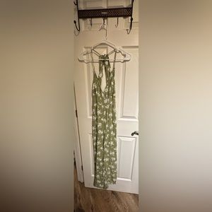 Green and white floral jumpsuit